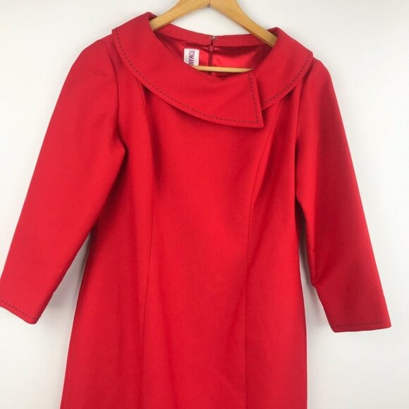 Tom And  Linda Platt Red Vintage Classic  Designer Pencil Dress women Size S - Picture 5 of 15
